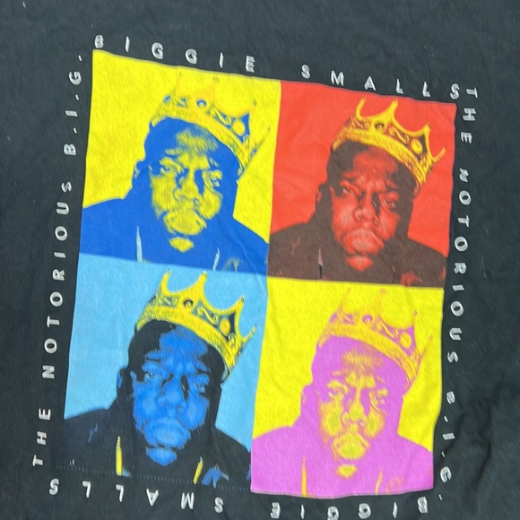 #1766 The Notorious B.I.G. Multi Colored `Biggie Small’ Black T-Shirt | Size: 2X - Picture 5 of 6
